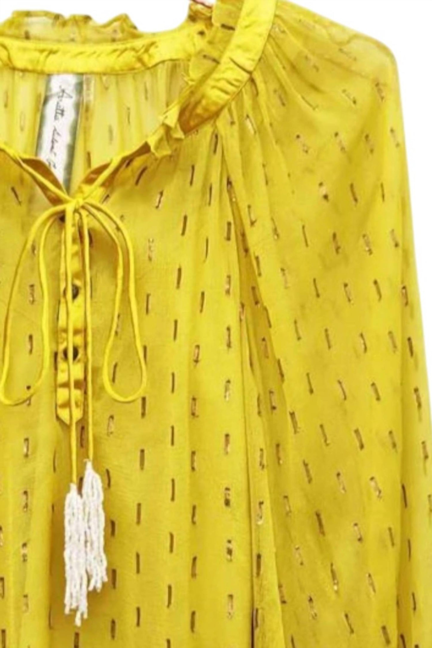 Aratta - Women's Beaded Tassel Chiffon Blouse With Cami