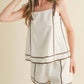 &Merci - Haley Contrast Piping Tie Shoulder Top And Shorts Set