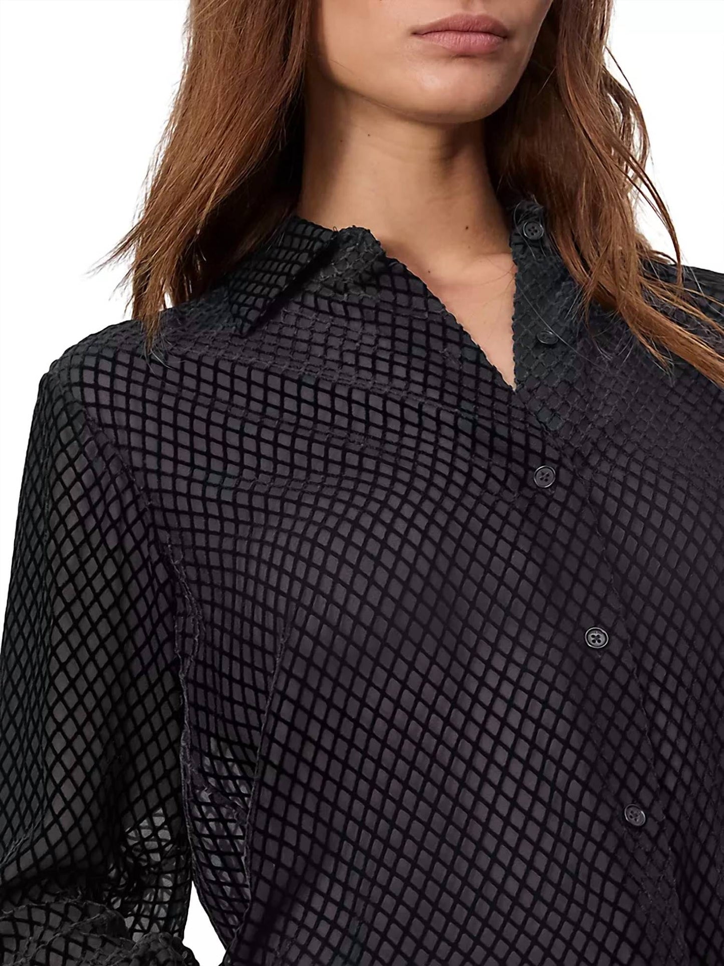 Rag & Bone - Lila Burnout Velvet Long-sleeve Shirt