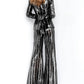 Jovani - Flare Leg Sequin Evening Pant And Blazer Suit