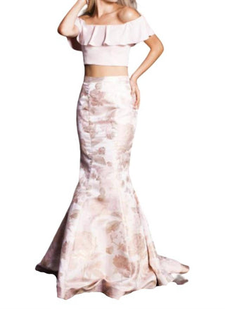 Jovani - Vestido de duas peças com decote ombro a ombro