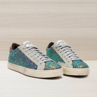 P448 - Tênis Feminino John Multi Glitter com Cadarço