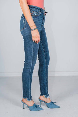 Judy Blue - Calça Jeans Skinny Shark Bite Hem de Cintura Alta