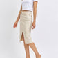 Judy Blue - High Waist Garment Dyed Criss-Cross Front Slit Long Skirt
