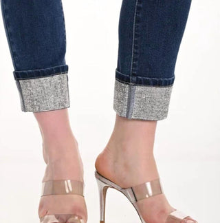 Frank Lyman - Calça jeans com punho largo e strass