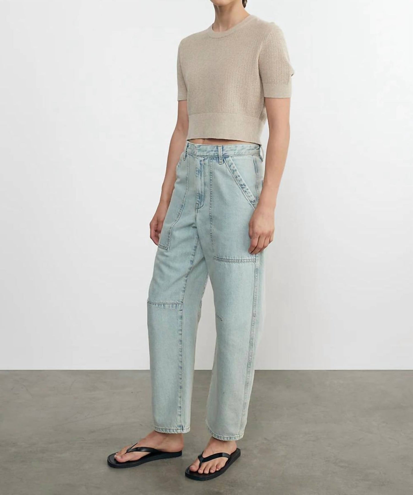 Enza Costa - Linen Open Knit Cropped Sweater