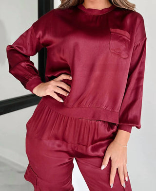 Fate - Contrast Ribbed Satin Top
