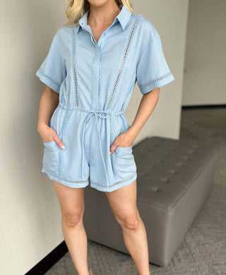Carole Christian - Short Sleeve Tie Waist Romper