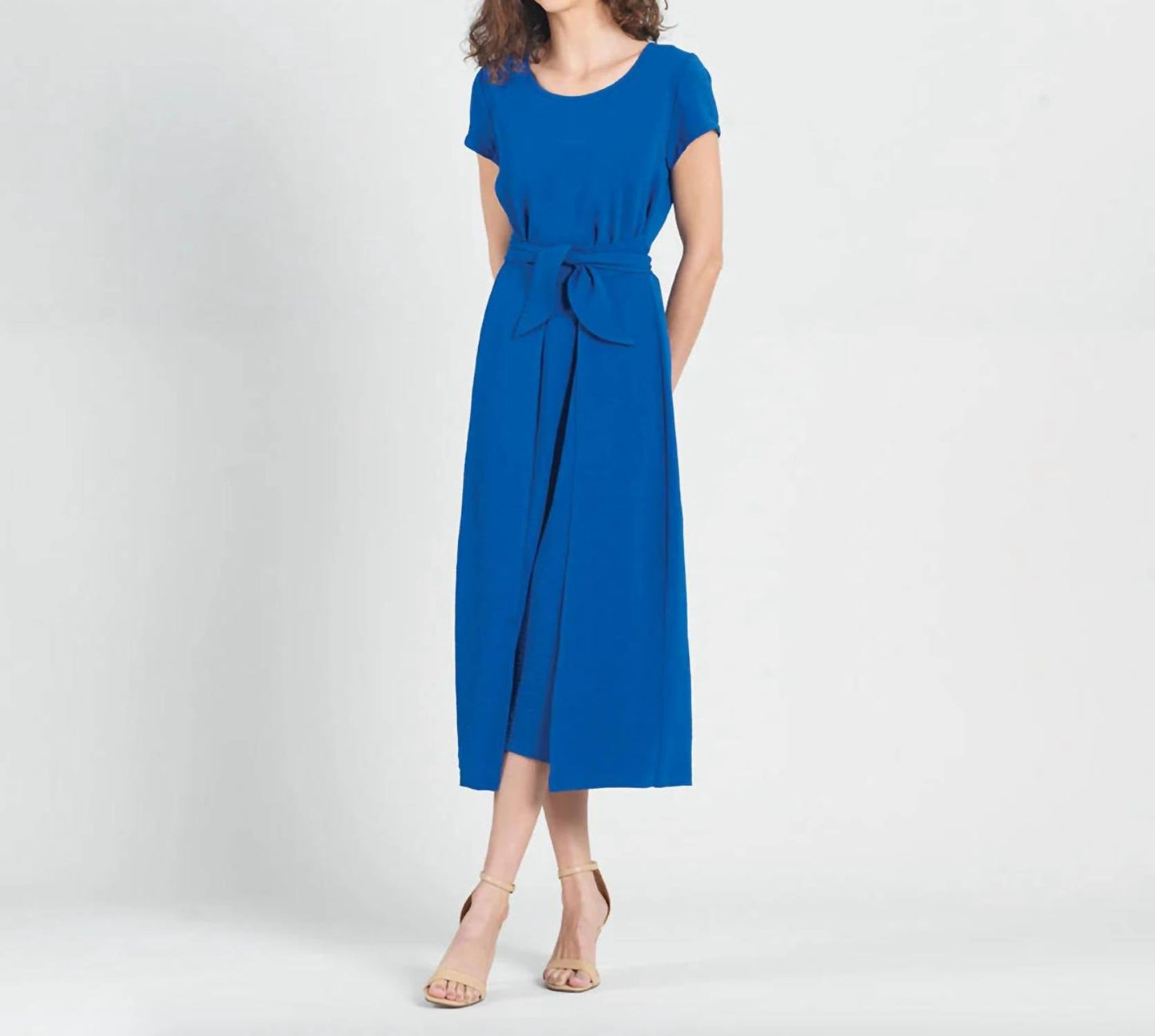 Clara Sun Woo - Wrap Overlay Center Tie Midi Dress