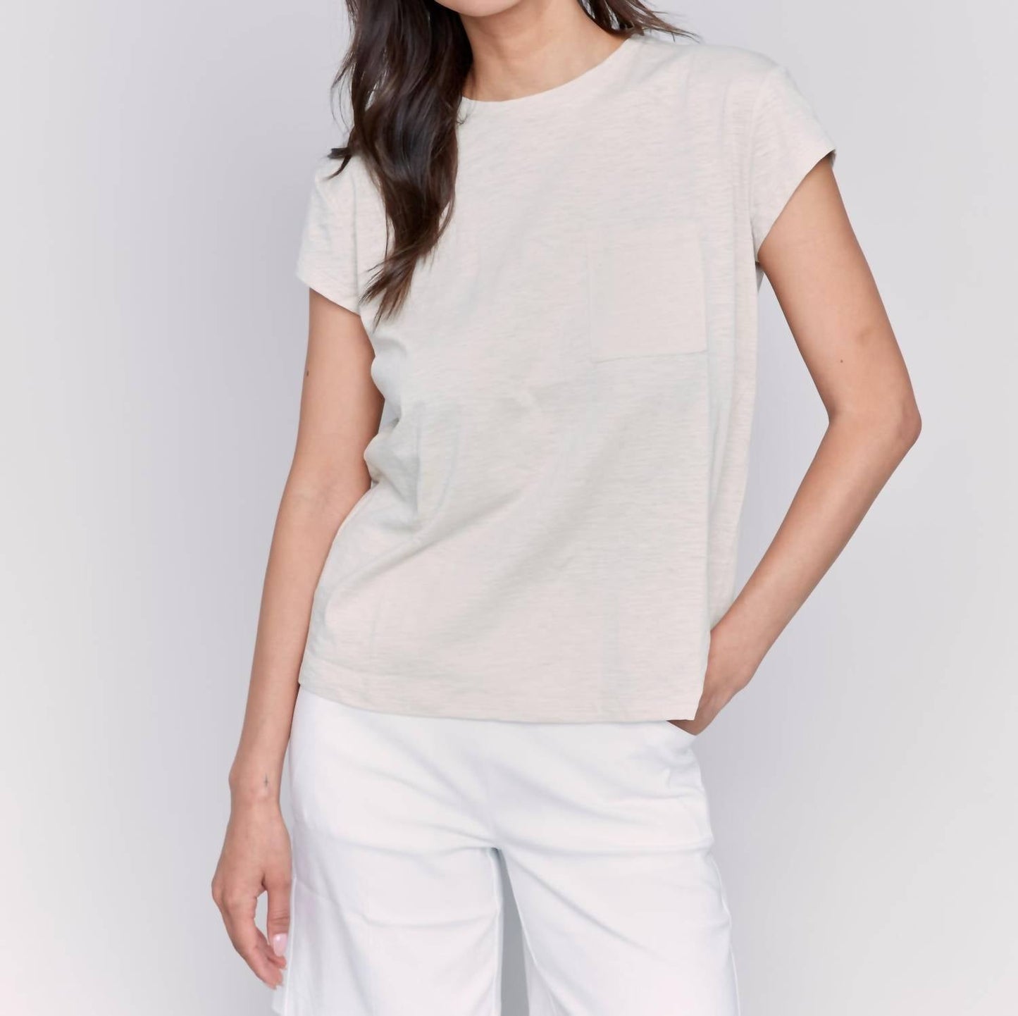 Charlie B - Cap Sleeve Tee with Chest Pocket Detail