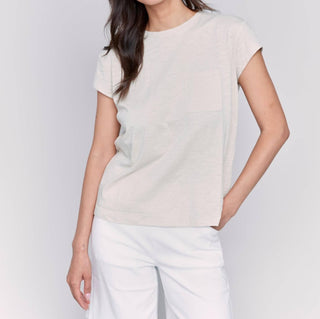 Charlie B - Cap Sleeve Tee with Chest Pocket Detail