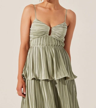 Astr - Vestido longo plissado em camadas Lupin