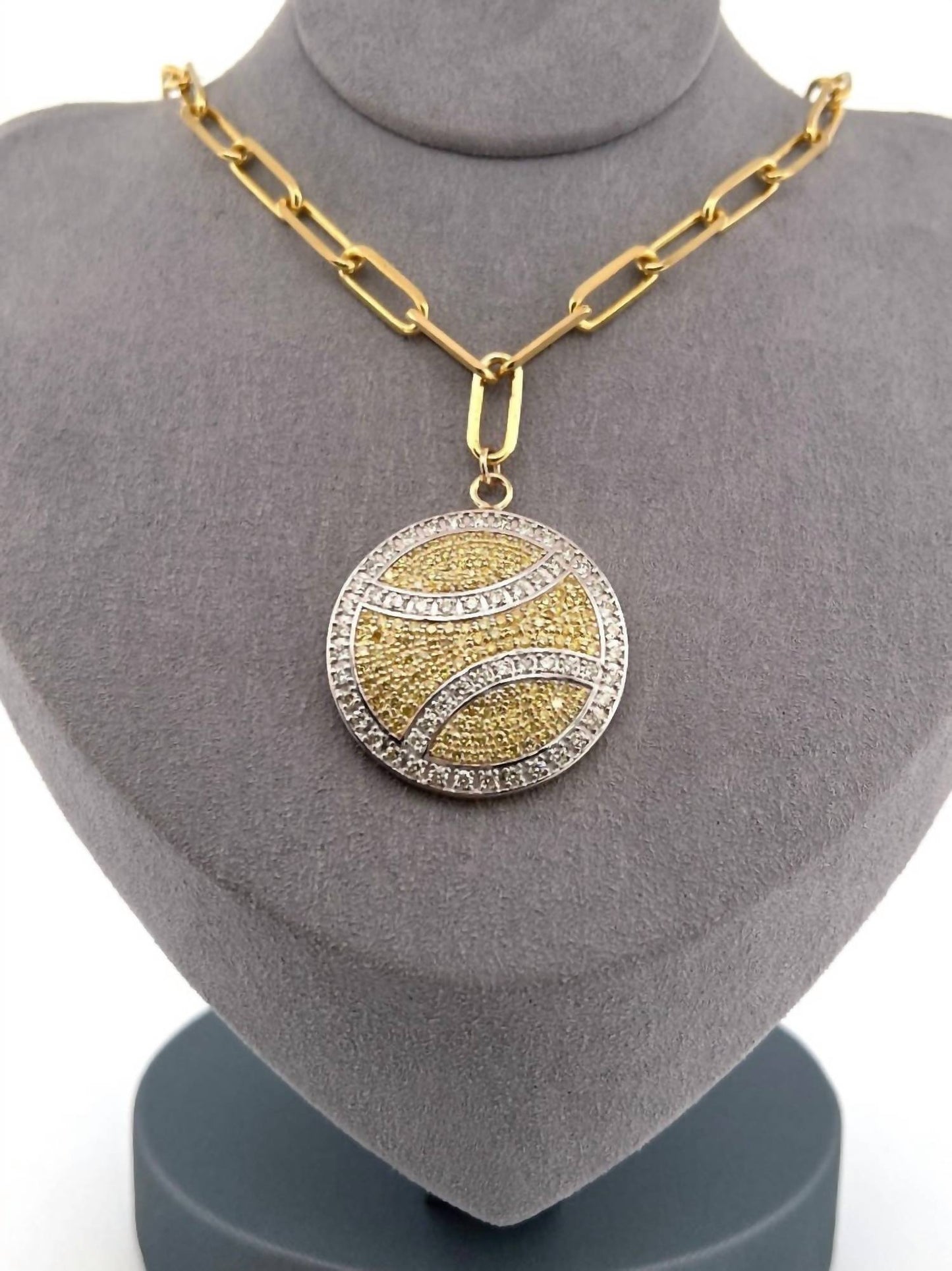 Love Love Tennis - Women's Big Diamond Tennis Ball Necklace
