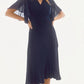Joseph Ribkoff - V-neck Flutter Sleeve Faux Wrap Dress