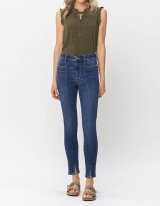 Judy Blue - Calça jeans skinny com cintura alta e fenda frontal