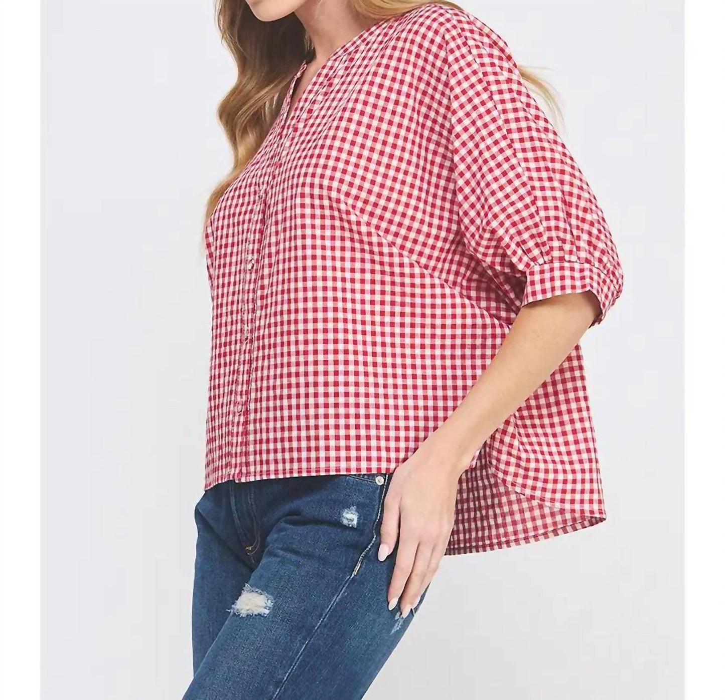 Allie Rose - Seersucker Dolman Top