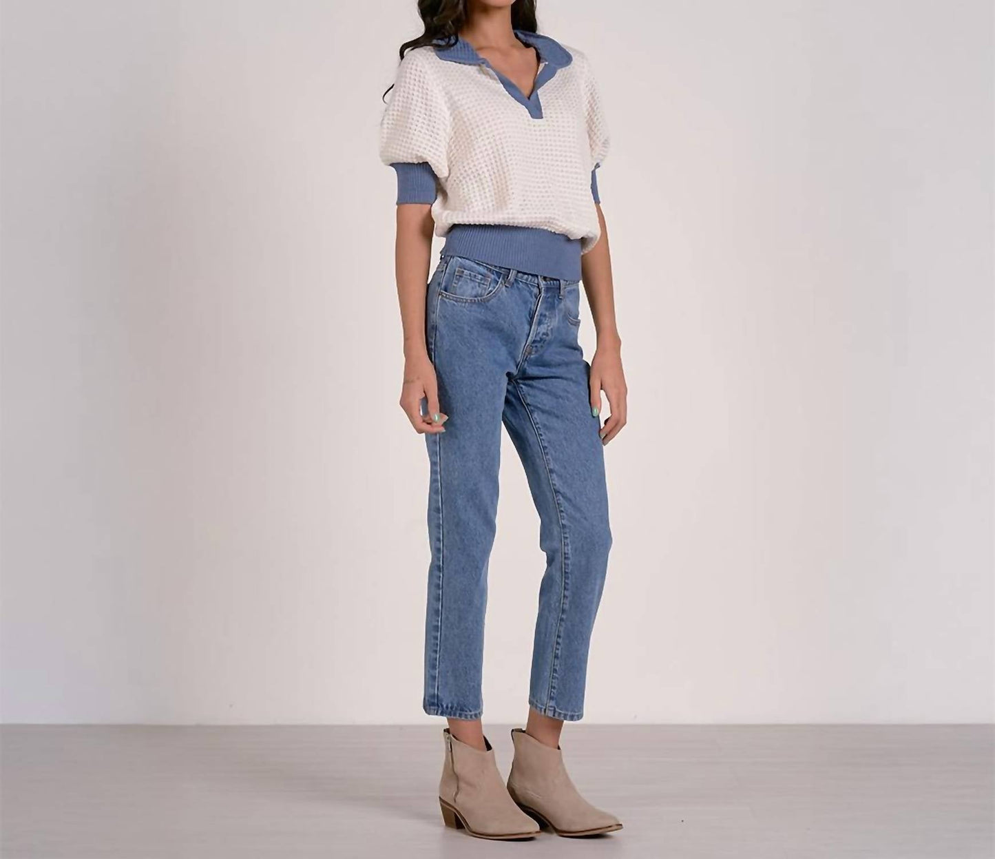 Elan - Trim Crocheted Sweater