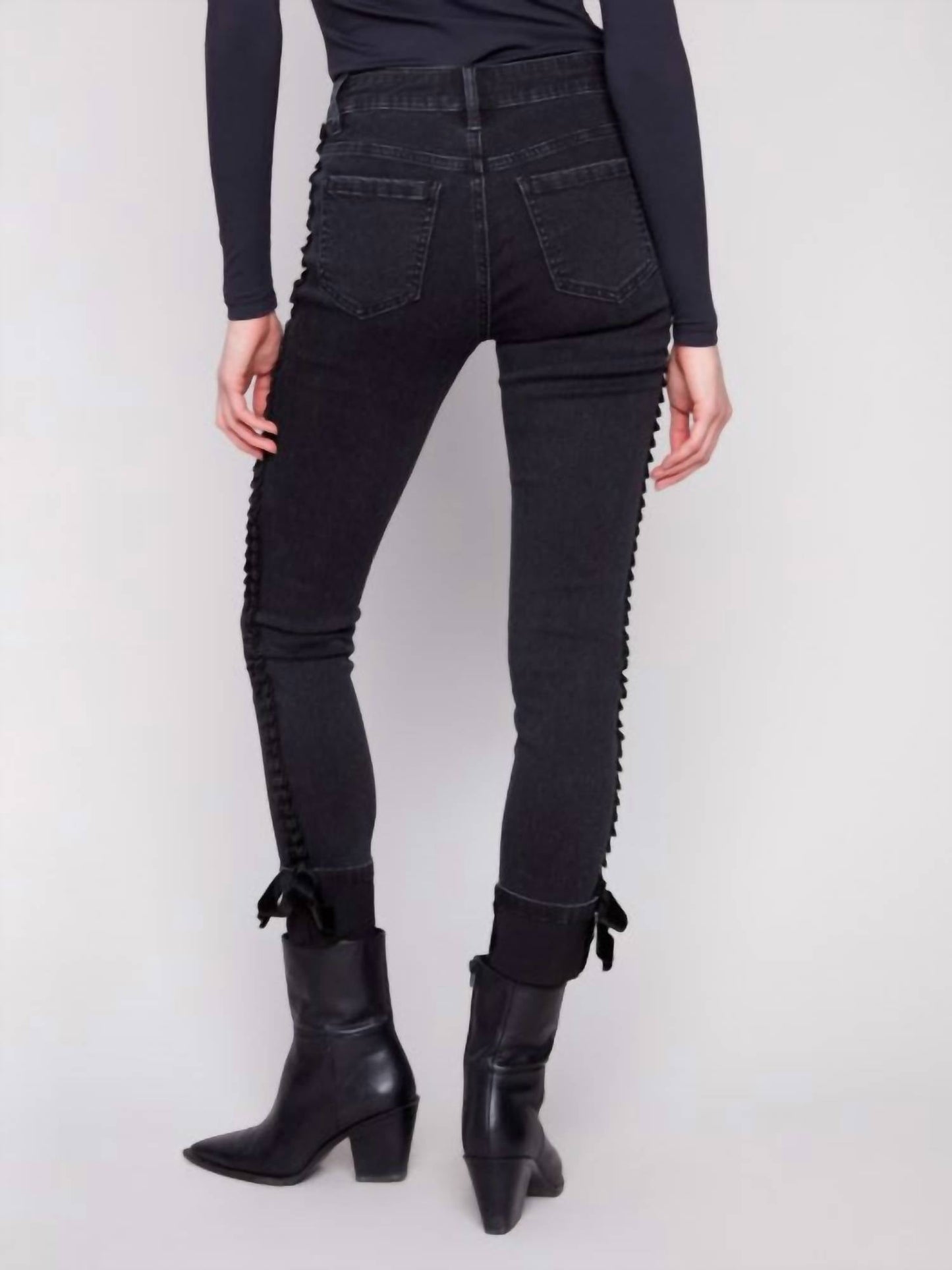Charlie B - Slim Leg Jeans With Velvet Bow