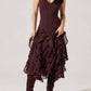 Astr - Philomene V-neck Ruffle Trim Dress