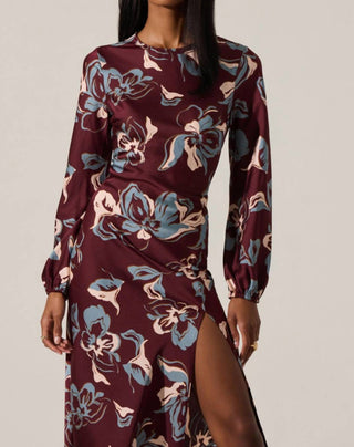 Astr - Elyse Satin Floral Midi Dress