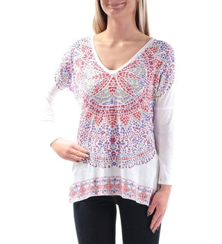 Lucky Brand - Camiseta com estampa de mandala e borda