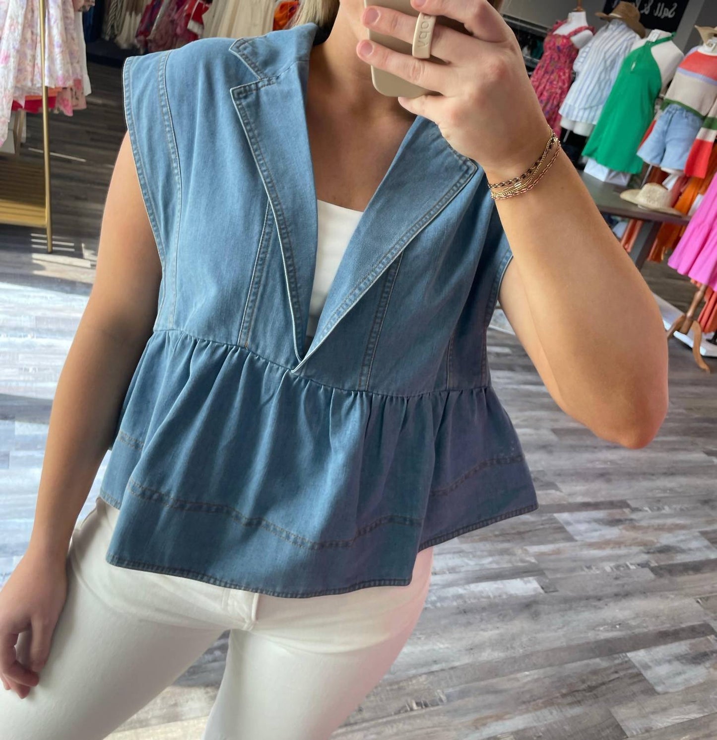 &Merci - Denim Babydoll Top