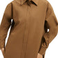 Good American Cotton Blend Button-Down Shirt in Sepia, Size 1