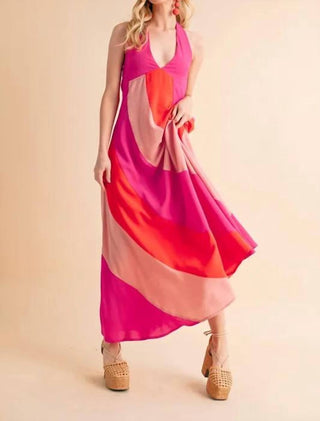 Trendsi - Vestido longo sem mangas Aemi+Co Color Block