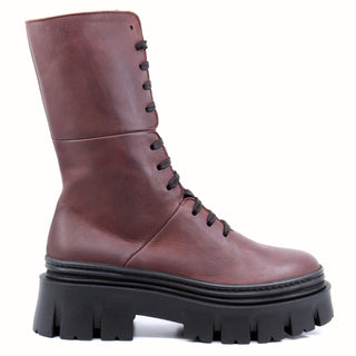 Lofina - Botas de couro grossas com cadarço