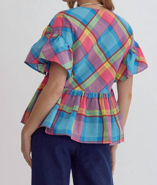 Entro - Top Babydoll Xadrez Primavera