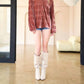 Davi & Dani - Long Sleeve Button Front Loose Fit Shirt Top