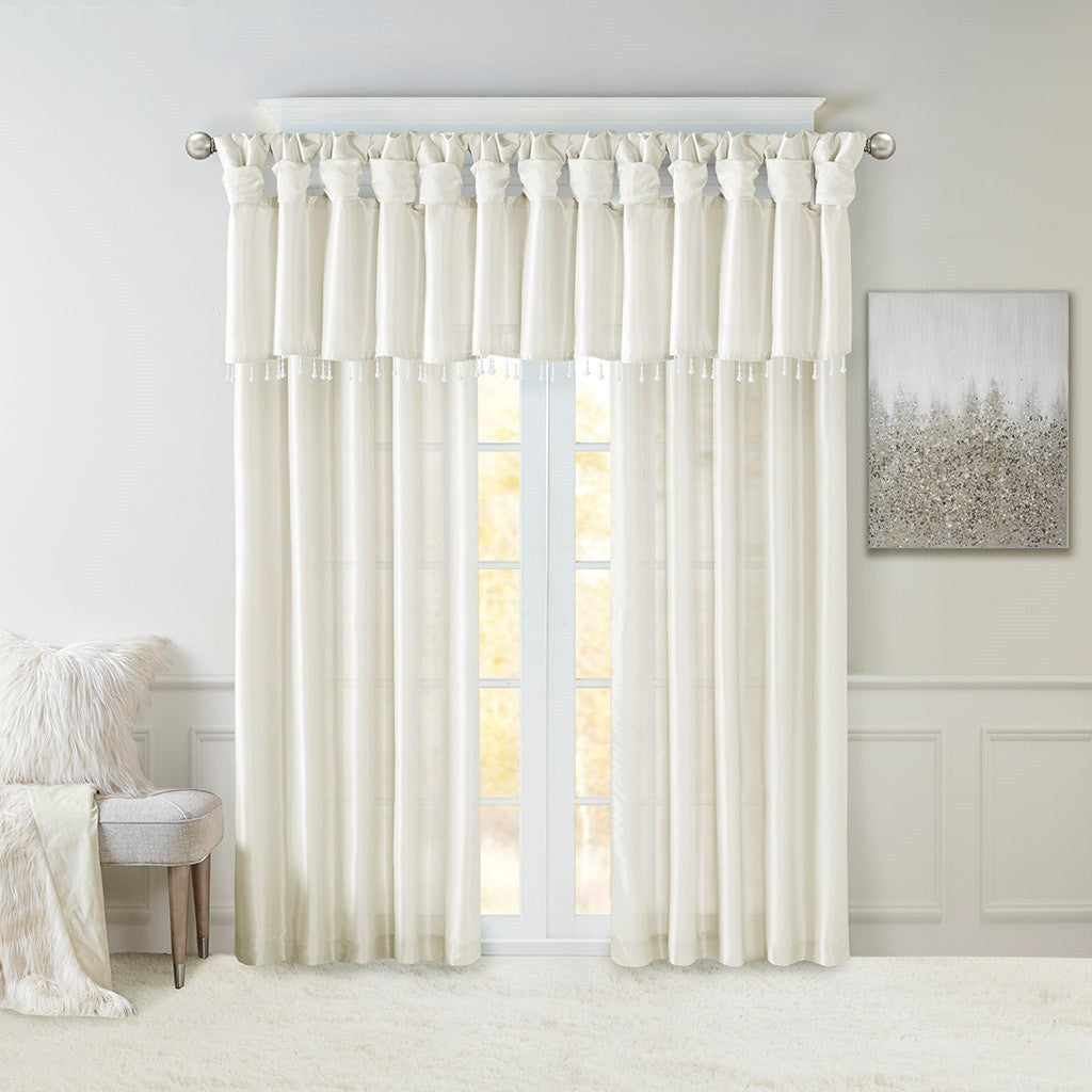 Twist Tab Lined Window Curtain Panel White 50x108
