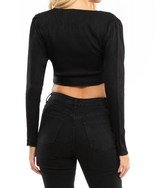 Blue Life - Blusa Roma com decote em V e manga comprida