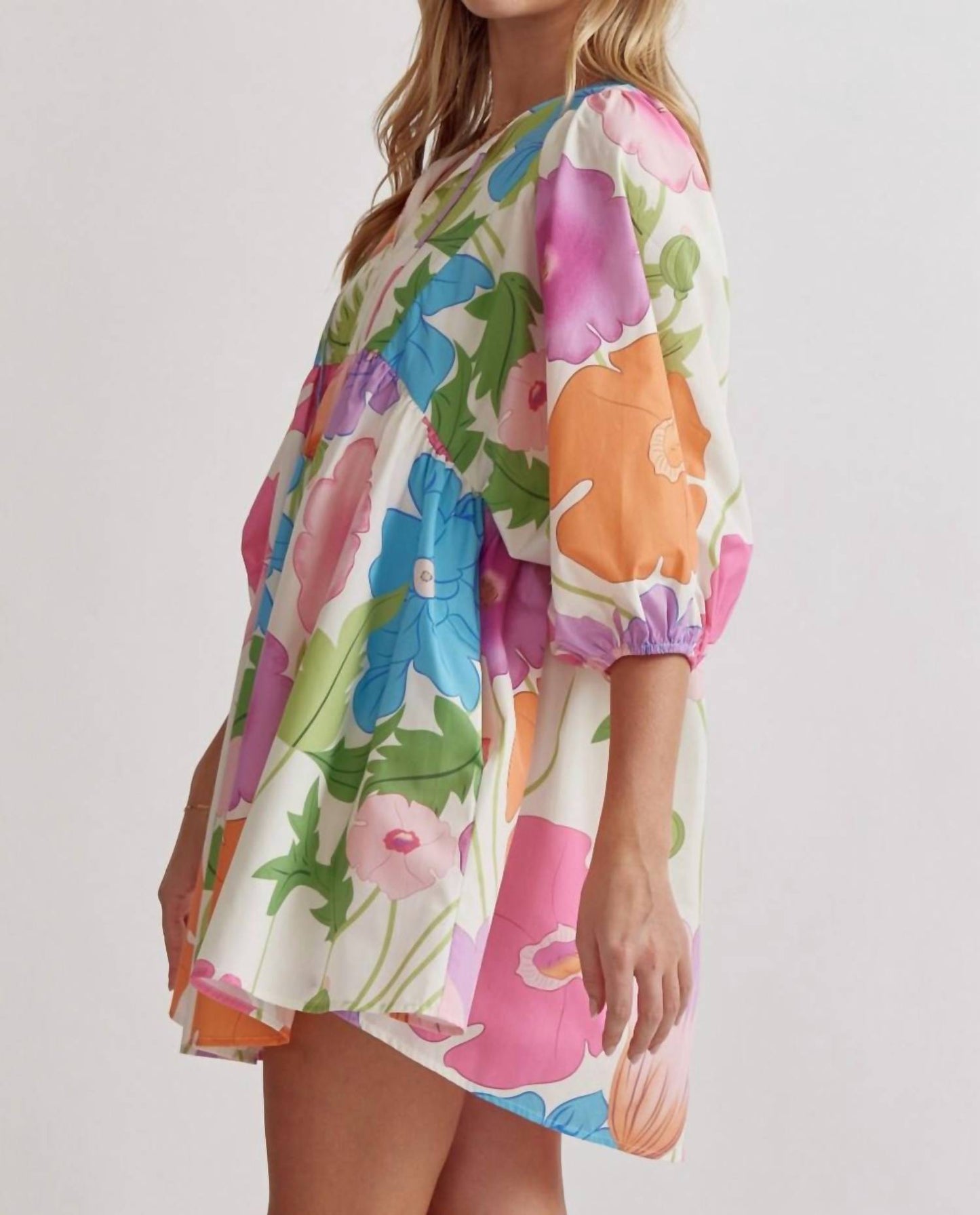 Entro - Blossom Burst Vibrant Floral Mini Dress