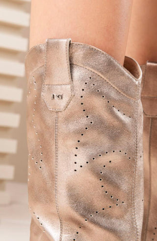 Nerogiardini - Botas de cowboy femininas de couro Torba