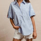 Bibi - Stripe Pattern Shirt With Leopard Top