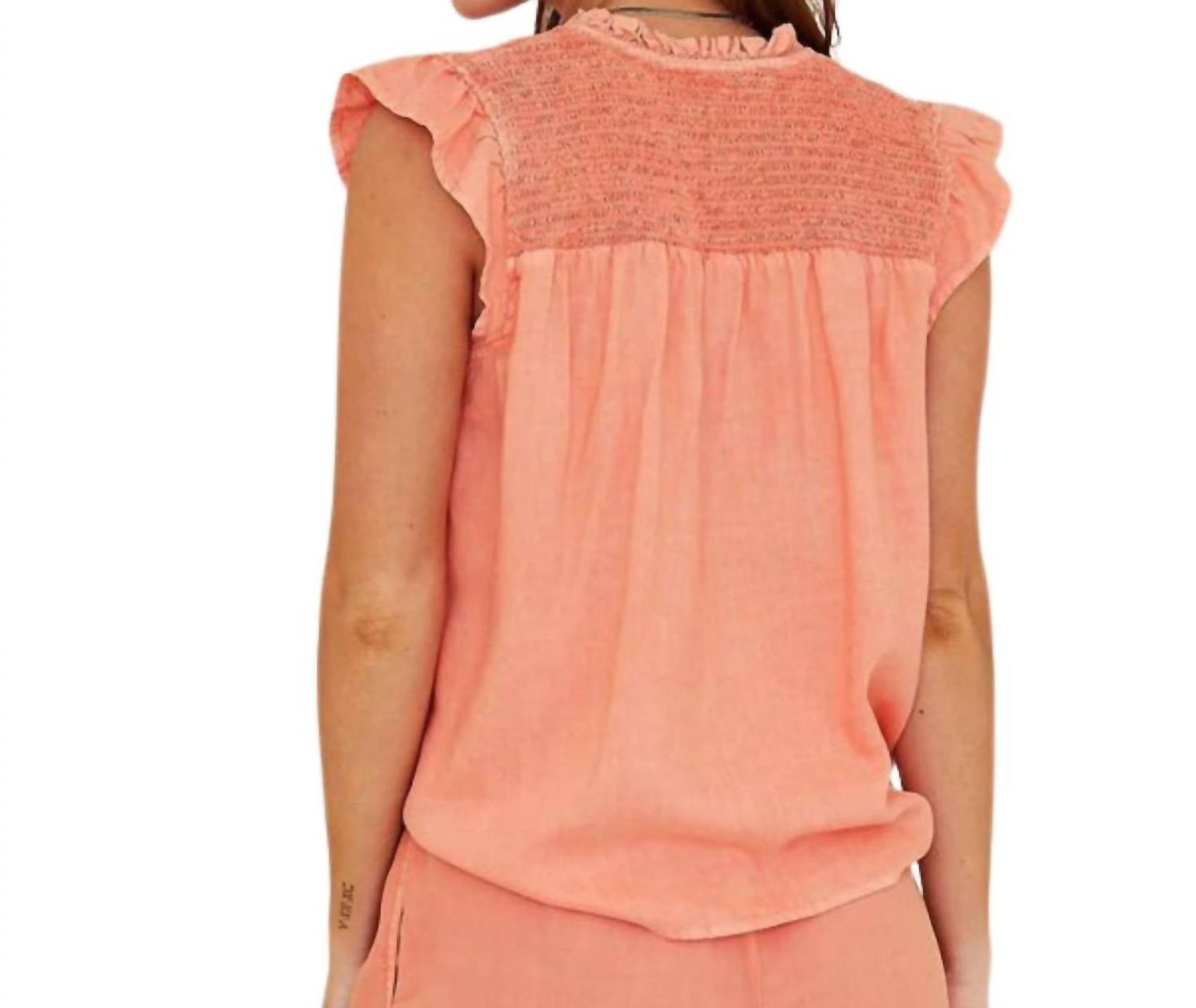 Bella Dahl - Sleeveless Smocked Ruffle Top