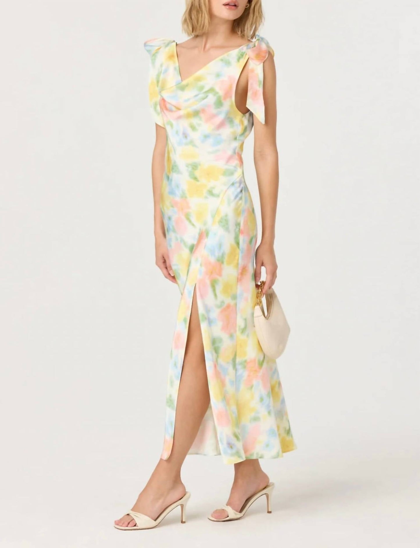 Astr - Allexina Satin Cowl Neck Midi Dress