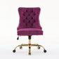 Office Chair Modern Velvet Upholstered Tufted Button (Purple)