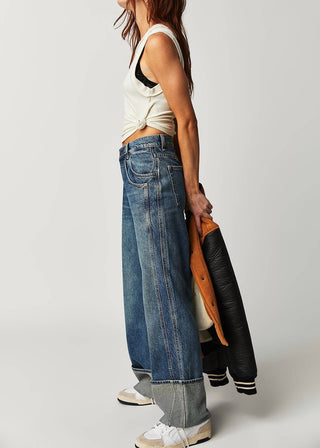 Free People - Calça jeans com punho e cintura média Final Countdown