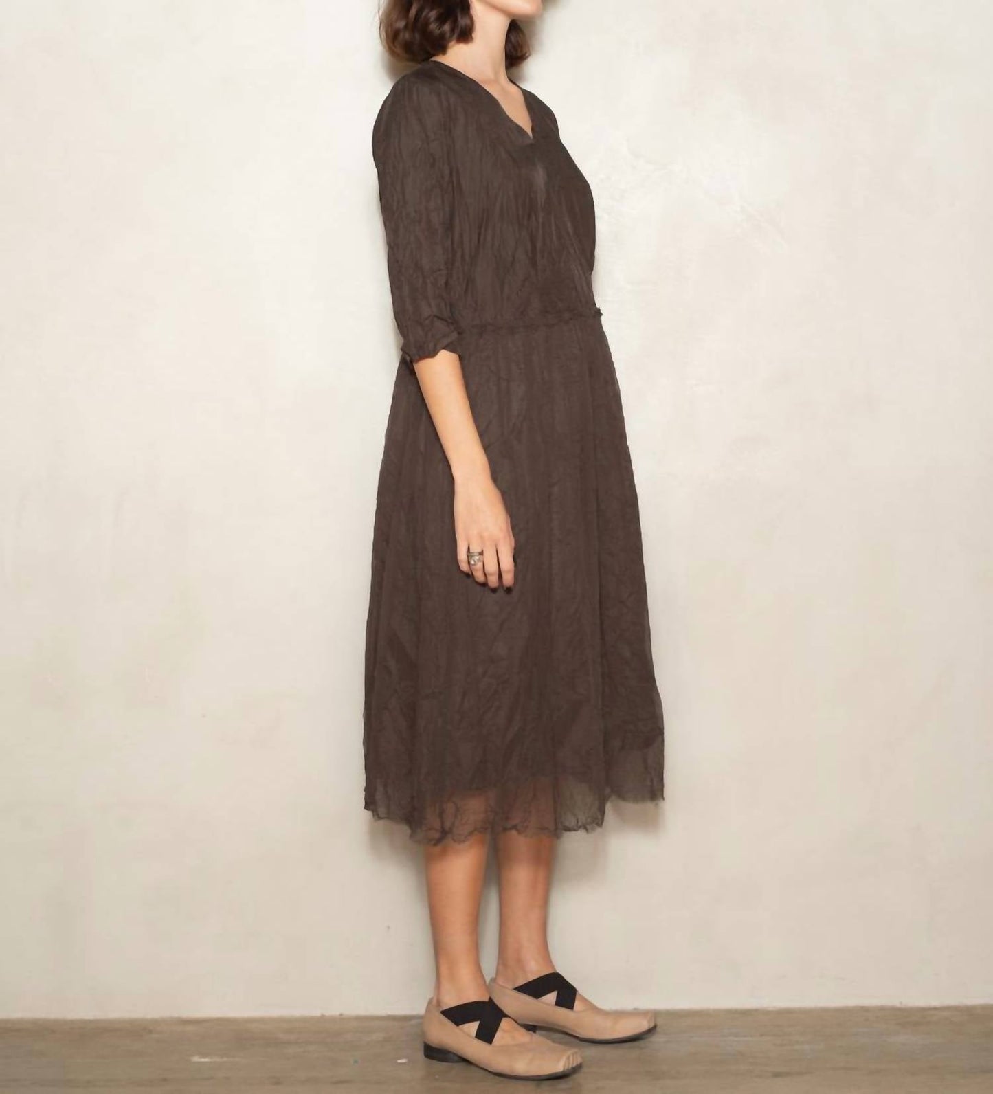 Pas De Calais - Cotton Cupro V-neck Dress