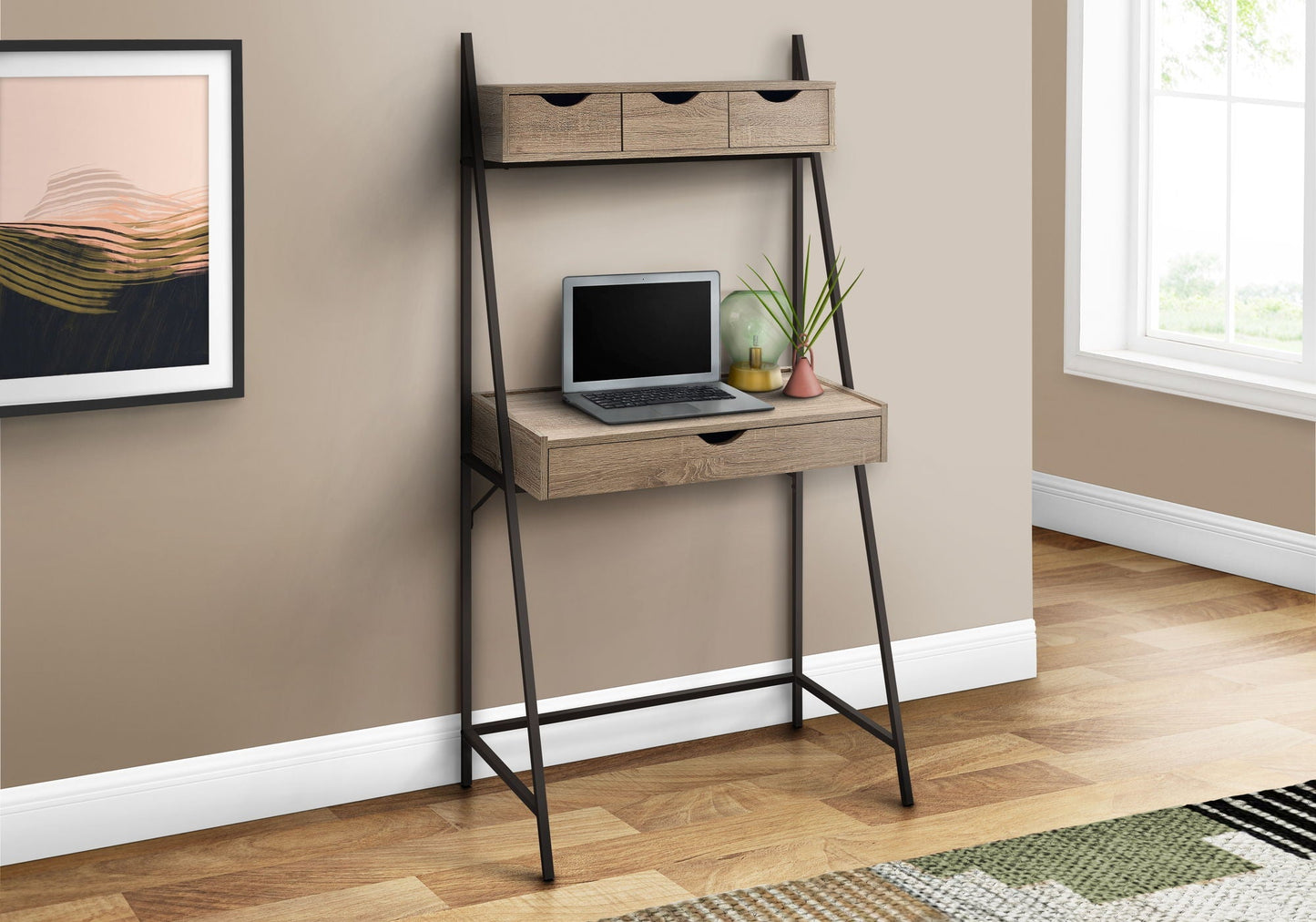Contemporary Computer Desk for Home Office with Storage Drawers