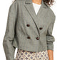 Veronica Beard Sybille Check Wool Blend Crop Jacket in Sage Multi, Size 12