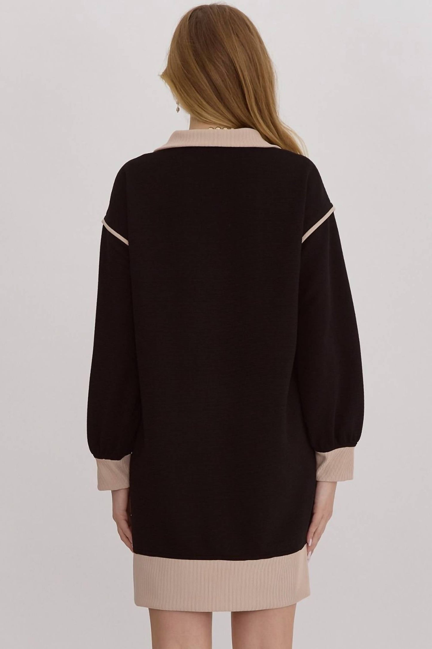 Entro - Long Sleeve Half Zip Short Dress
