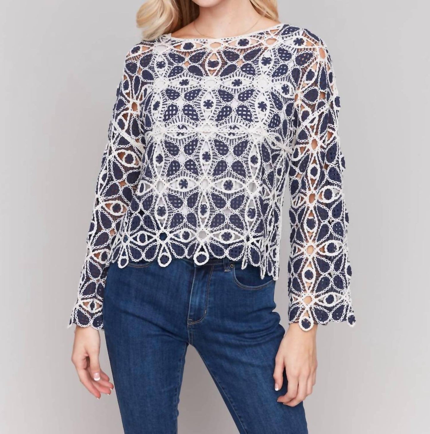 Charlie B - Boat Neck Crochet Top