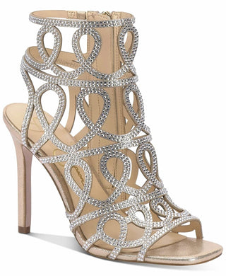 Jessica Simpson - Sandália feminina formal de salto agulha com strass dourado Opalite
