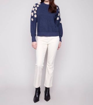 Charlie B - Crew Neck Sweater With Embroidery Details