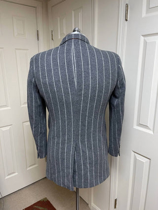 Tallia - Men's Slim Fit Striped Print Veracruz Wool Blend Overcoat