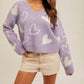 Hem & Thread - HEART V-NECK SWEATER TOP in Lavender