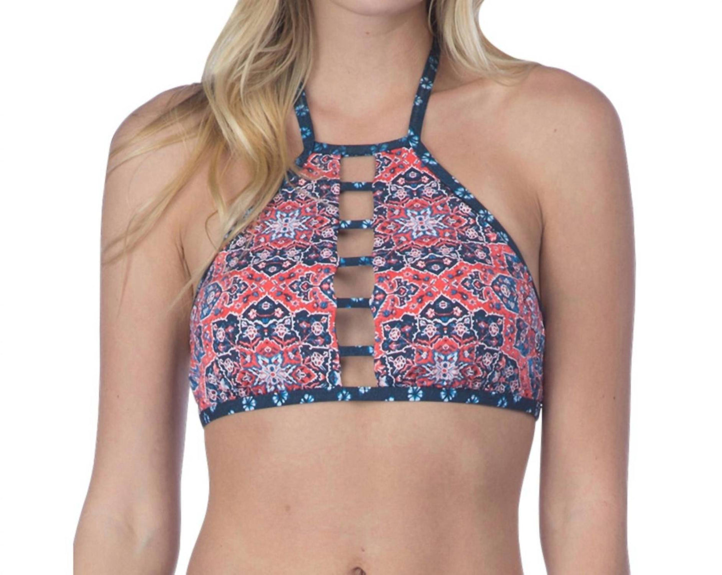Lucky Brand - Reversible Medallion High Neck Bikini Top
